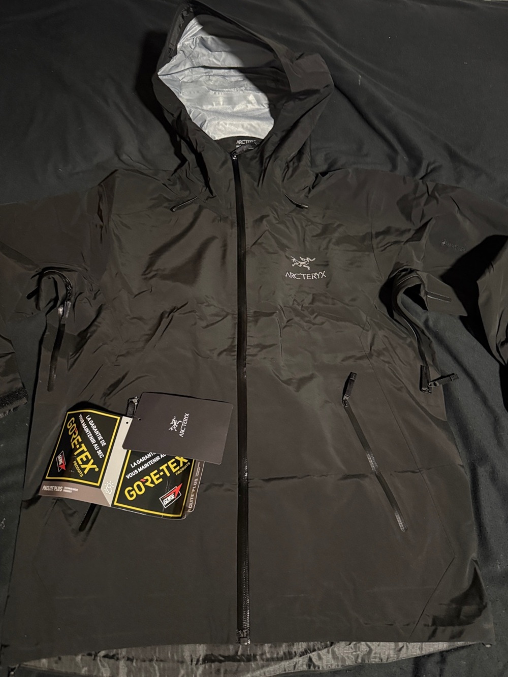Arc'teryx Black Waterproof GORE-TEX Hooded Rain Jacket